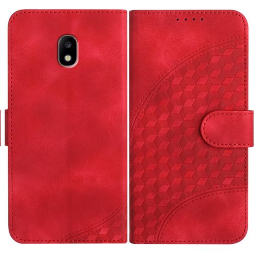 Coque Pour Samsung Galaxy J330/J3 2017, Cuir Pu Étui Flip Portefeuille À Rabat Housse Avec Antichoc Magnétique Porte Cartes Stand Fonction Pour Galaxy J330 - Rouge