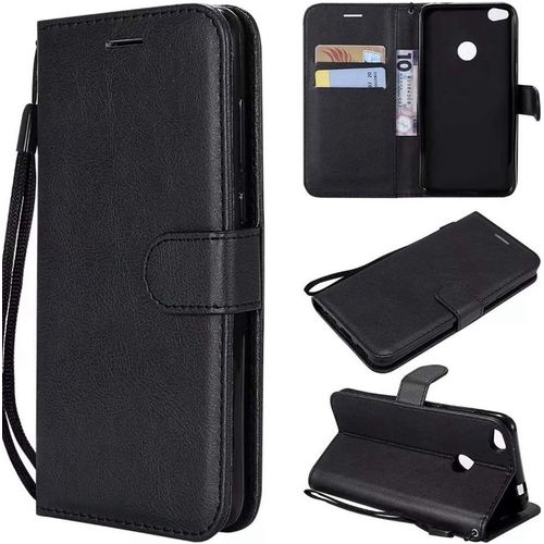 Téléphone Portable Housse & Coque Pour, Étui De Support De Portefeuille En Cuir De Couleur Unie De Qualité Supérieure Avec Dragonne Pour Huawei P8 Lite 2017 / Honor 8 Lite Couleur : Noir