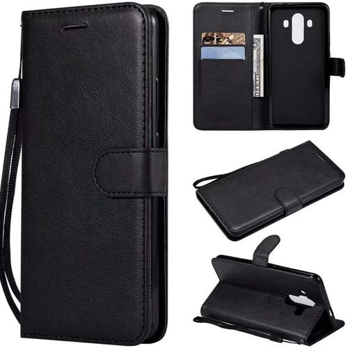 Téléphone Portable Housse & Coque Pour, Etui De Support De Portefeuille En Cuir De Couleur Unie De Qualité Supérieure En Pu Avec Dragonne Pour Huawei Mate 10 Pro Couleur : Noir