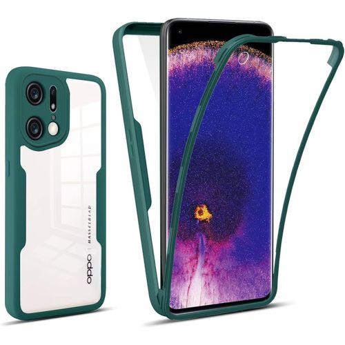 Coque Pour Oppo Find X5 5g,360 Degres Integrale Full Body Protection Anti-Chocs Housse,Etui De Transparent Tpu Avec Protecteur D'écran Intégré-Vert