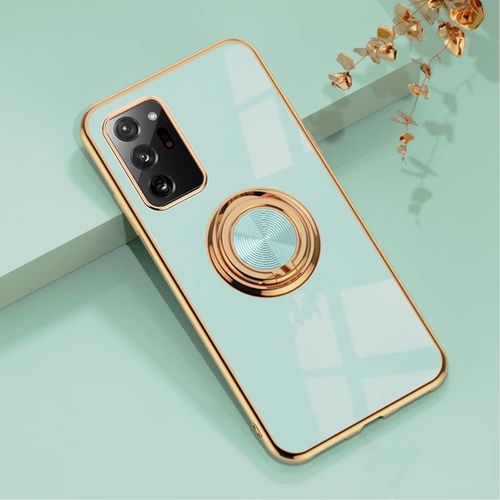 Coque Pour Samsung Galaxy Note20 Ultra,Étui Ultra-Fin Antichoc Pour Femme,360 Degrés Support De Bague Magnétique,Protégez La Caméra,Housse Anneau Anti Rayures Case-Cyan Clair
