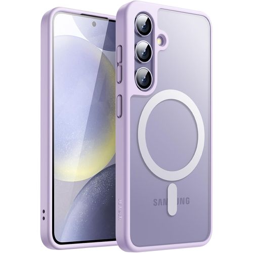 Coque Magnétique Pour Samsung Galaxy S24 5g, Pour Magsafe, Étui Housse Antichoc À Dos Translucide Mat Lilas