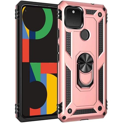 Coque Pour Google Pixel 5 Xl Double Couche Hybride Armure Tpu+Pc Antichoc Case Housse Or Rose