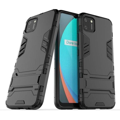 Cas De Couverture, For Oppo Realme C11 Pc + Tpu Cas De Protection Antichoc Avec Support Invisible Color : Black