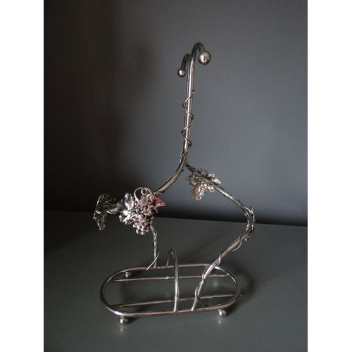 Porte Bouteille En Métal Argenté Silea /Année 80