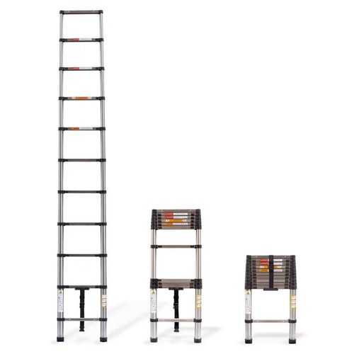 Échelle Télescopique Extensible de 3,2 m - Échelle Télescopique en Aluminium, Échelle Extensible Robuste - Échelle Multifonction avec 11 barreaux - Charge maximale : 150 kg