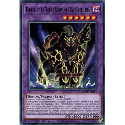 Yu Gi Oh ! Esprit De La Terre Servant Géo Gremlina Agov-Fr031 Commune En Français