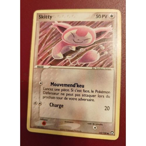 Carte Pokemon Française Officielle Commune = Skitty - 50 Pv - N° 62/108 Du Bloc Ex Gardiens Du Pouvoir