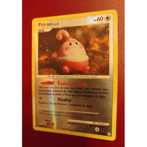 Carte Pokemon Française Officielle : Ptiravi - 60 Pv - N° 52/123 Série Diamant Et Perle Trésors Mystérieux - En Version Reverse Brillante ( Rareté )