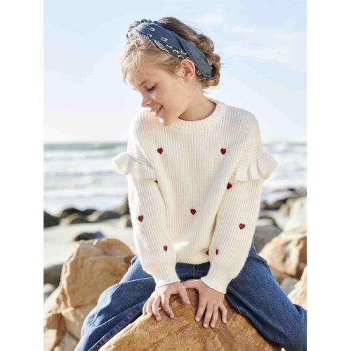 Pull Manches Volantées Fille Écru