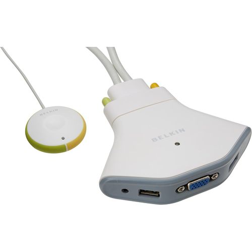 Belkin F1DF102U - Switch KVM Flip 2 Ports (VGA, USB, Télécommande, Câbles Inclus) ,blanc