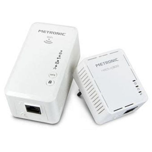 Pack CPL Metronic Wi-Fi 495251 500 Mbits/s POUR ÉTENDRE le RÉSEAU Wi-Fi Ce pack CPL Wi-Fi passerelle crée point d'accès sans fil au réseau - Technologie CPL avec 495417