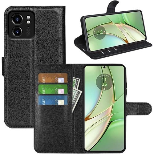 Coque Pour Motorola Edge 40, Antichoc Housse Étui En Cuir Pu Flip Case Portefeuille À Rabat Porte Carte Fermeture Magnétique Pour Moto Edge 40, Noir