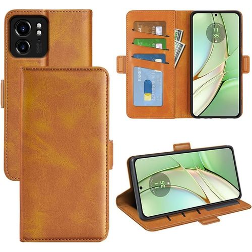 Coque Pour Motorola Edge 40, Antichoc Housse Étui En Cuir Pu Flip Case Portefeuille À Rabat Avec Porte Carte Fermeture Magnétique Pour Moto Edge 40, Jaune