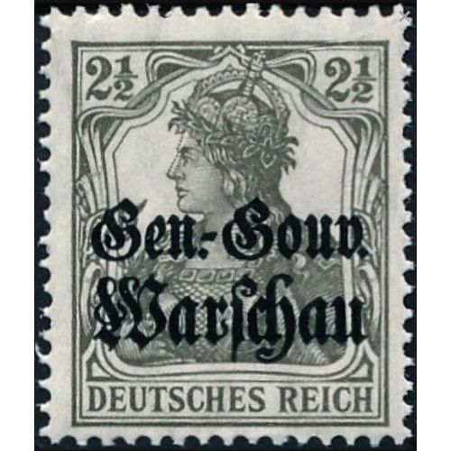Pologne, Occupation Allemande 1916, Beau Timbre Neuf* Yvert 6, Type Germania Surchargé 'Gen-Gouv. Warschau' - 2½ Pfg Gris.