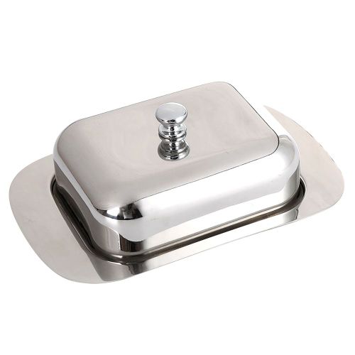 BoîTe À Beurre Luxueuse en Acier Inoxydable Contenant un Plateau de Stockage de Serveur de Fromage Brillant avec Couvercle Facile À