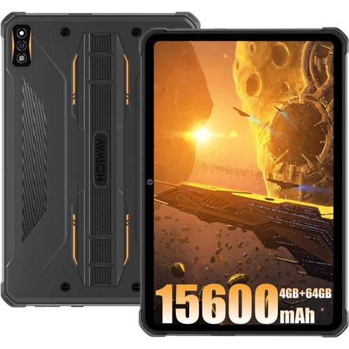 HOTWAV R5 Tablette Robuste Tactile 15600mAh Batterie 10.1" HD+ Pad 4 Go + 64 Go 16MP+16MP Android 12 Tablettes PC Incassable IP68/IP69K - Orange