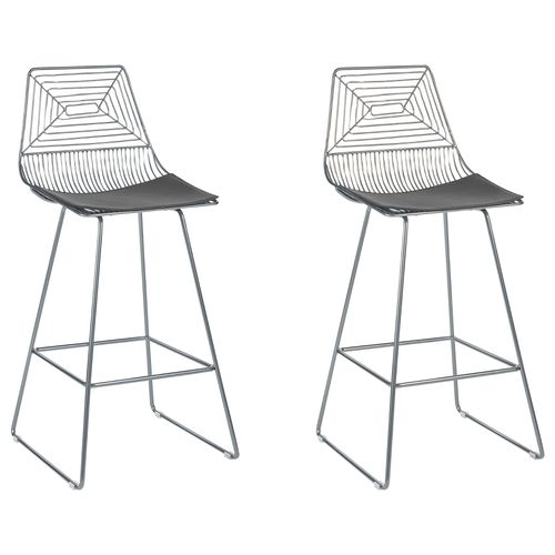 Lot De 2 Chaises De Bar En Métal Argenté Bisbee