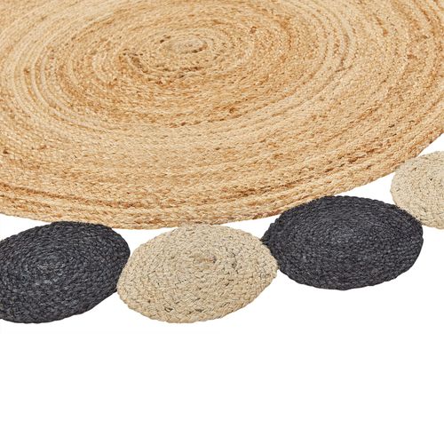 Tapis Rond En Jute Ø 140 Cm Naturel Et Noir Vostan