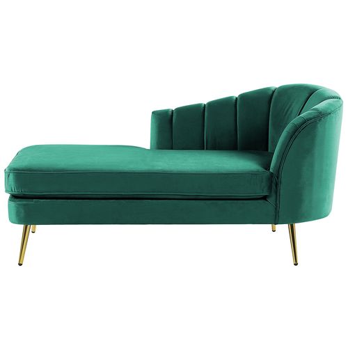 Chaise Longue Côté Droit En Velours Vert Émeraude Allier