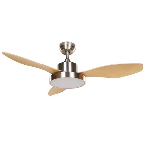 Ventilateur De Plafond Avec Lumière Led Argenté Et Bois Clair Banderas