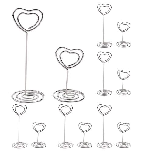 30 PièCes SéRies Porte-Carte en Forme de Coeur Table Photo Support Fil de Table Support de Photo Clips de Menu pour NuméRo de FêTe de Mariage, Argent