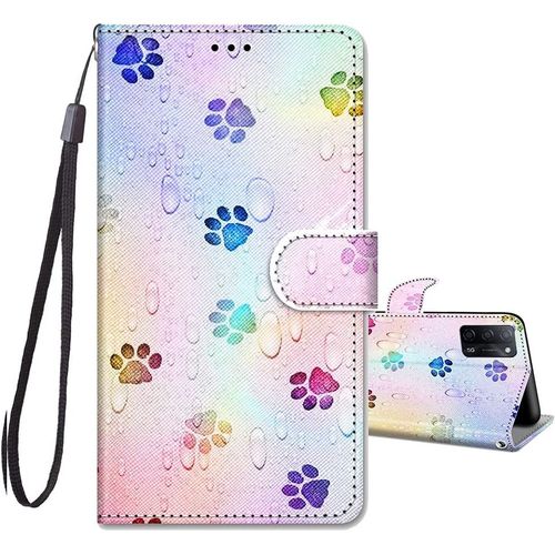 Coque Pour Oppo A16 / A16s, Etui Portefeuille Oppo A16s Avec Motif, Stand Fonction Porte Carte Antichoc Housse Protection Fonction Support Coque Pour Oppo A16s / A16 - Empreinte
