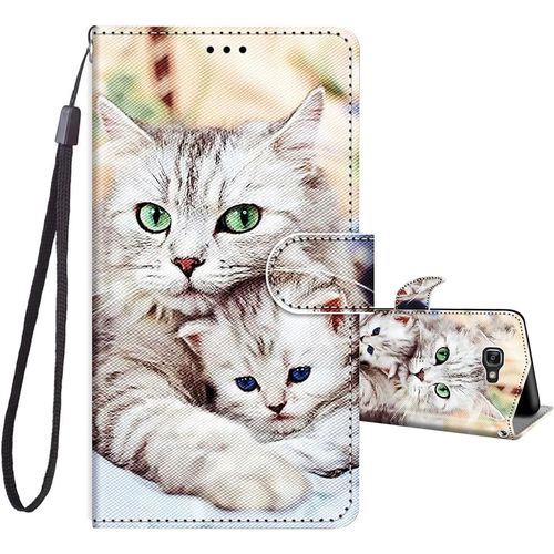 Pour Coque Samsung Galaxy A5 2016, Housse En Cuir Pu Etui À Rabat Clapet Portefeuille De Protection Avec Motif, Porte Carte Et Magnétique Coque Silicone Antichoc, Chats