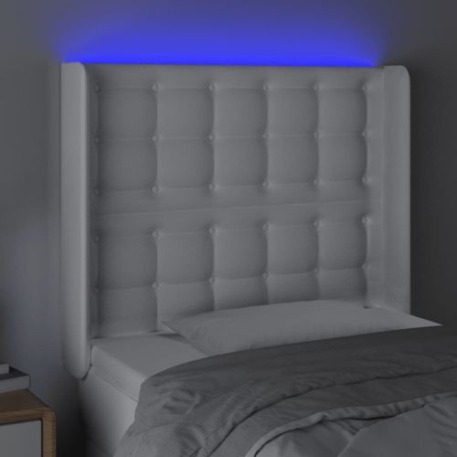 Tête De Lit Accessoire Couchage Chambre À Coucher Meuble À Led 93 X 16 X 118/128 Cm Synthétique Blanc Tdl0201915