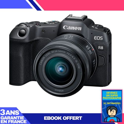 Boitier Canon EOS R8 + RF 24-50mm IS STM + Ebook 'Devenez Un Super Photographe'