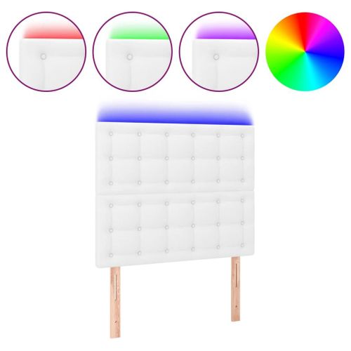 Tête De Lit Accessoire Couchage Chambre À Coucher Meuble À Led 90 X 5 X 118/128 Cm Synthétique Blanc Tdl0201920