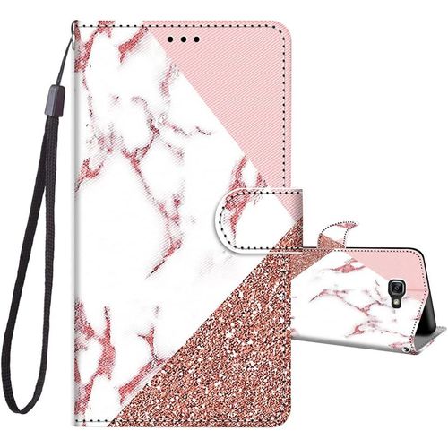 Compatible Avec Coque Samsung Galaxy A5 2016, Housse En Cuir Pu Etui À Rabat Clapet Portefeuille De Protection Avec Motif, Porte Carte Et Magnétique Coque Silicone Antichoc, Marbre