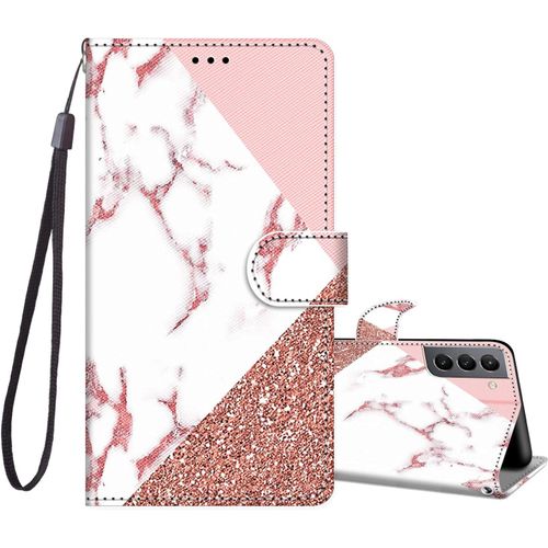 Pour Coque Samsung Galaxy S21 5g, Housse En Cuir Pu Etui À Rabat Clapet Portefeuille De Protection Avec Motif, Porte Carte Et Magnétique Coque Silicone Antichoc, Marbre