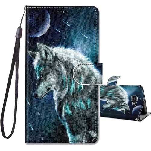 Compatible Avec Coque Samsung Galaxy A5 2016, Housse En Cuir Pu Etui À Rabat Clapet Portefeuille De Protection Avec Motif, Porte Carte Et Magnétique Coque Silicone Antichoc, Loup