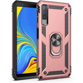 Coque Pour Samsung Galaxy A7 2018/A750 Aimant Anneau Support,Double Couche Renforcée Défense+Protection Écran Rose Or