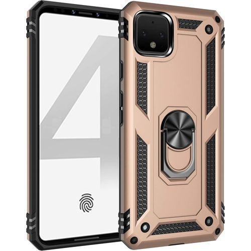 Coque Compatible Avec Google Pixel 4 Aimant Anneau Support Double Couche Renforcée Défense+Protection Écran Or
