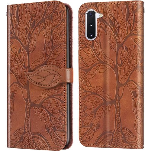 Coque Samsung Note10, Samsung Galaxy Note10 Coque Avec Fente Pour Carte Et Fonction De Support Protection Note10. Résistant Aux Rayures Et Aux Chocs Coque Note10 Samsung Téléphone. 6,3"". Marron