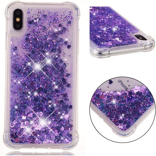 Glitter Coque Pour Iphone Xs Max 6.5"" Étui, Brillant Paillette Liquide Quicksands Filles Femmes Housse Clear Souple Tpu Pour Iphone Xs Max 6.5"".Purple Ybl