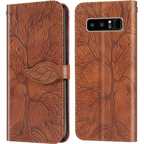 Coque Samsung Note8, Samsung Galaxy Note8 Coque Avec Fente Pour Carte Et Fonction De Support Protection Note8. Résistant Aux Rayures Et Aux Chocs Coque Note8 Samsung Téléphone. 6,3"". Marron