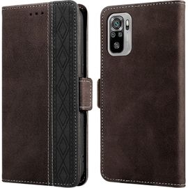 Coque Redmi Note 10 Anti Rayures Housse Redmi Note 10s Rfid Blocage Etui À Rabat Fermeture Magnétique Étui De Protection Pour Xiaomi Redmi Note 10/Redmi Note 10s 6 43"" Café