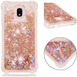 Pour Samsung Galaxy J7 2018 Étui Brillant Paillette Floating Quicksands Housse Coque Antidérapant Tpu Flexible Antichoc Protective Compatible Galaxy J7 2018.Gold Ybl