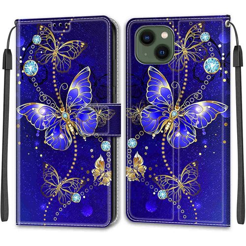 Coque Pour Iphone 13 / Iphone 14 Étui, Housse Etui Portefeuille Cuir Multifonction, Fermeture Magnétique À Clapet Anti-Choc Coque Pour Iphone 13 / Iphone 14