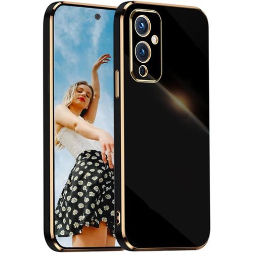 Antichoc Coque Pour Oneplus 9,Housse De Brillant Placage Tpu,Etui De Souple Silicone,Ultra Mince Mode Minimaliste Protection Cover Case,Noir