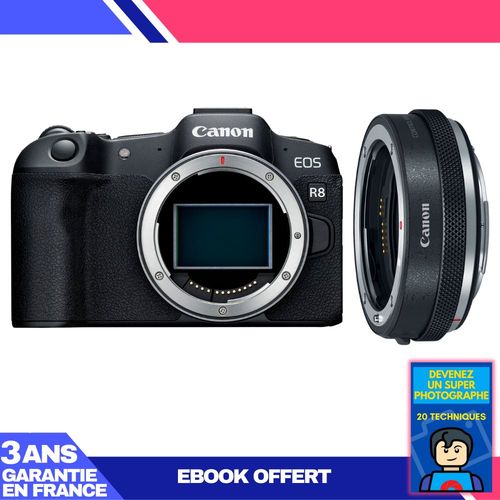 Boitier Canon EOS R8 + Canon EF-EOS R Premium + Ebook 'Devenez Un Super Photographe'