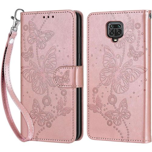 Coque Pour Xiaomi Redmi Note 9s / Note 9 Pro /Note 9 Pro Max, Housse Etui Portefeuille Cuir Multifonction, Fermeture Magnétique À Clapet Anti-Choc Pour Coque Redmi Note 9 Pro Book - Or Rose