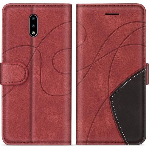 Coque Pour Nokia 2.3, Portefeuille Etui En Cuir Pu Coque Pour Nokia 2.3, Antichoc Housse De Protection Avec Fente Carte, Rouge