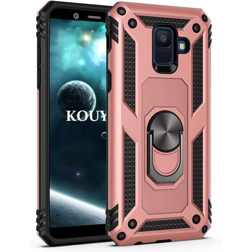 Coque Samsung Galaxy A6 Plus 2018,Double Couche Renforcée Défense Bumper Tpu Silicone Antichoc Armure Housse Etui Avec Anneau Support Pour Samsung Galaxy A6 Plus 2018 Or Rose