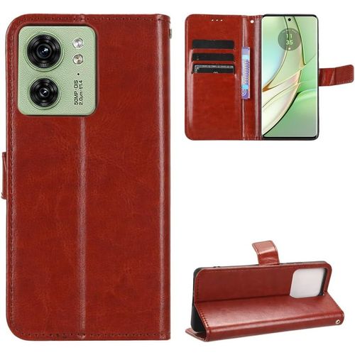 Coque Cuir Pour Motorola Edge 40,Protection Flip Phone Housse En Cuir Coque Pour Motorola Moto Edge 40 5g Xt2303-2 Coque Housse Etui Cover Brown