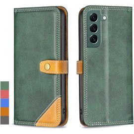 Coque Pour Samsung Galaxy S22+Etui Housse Cuir Pour Galaxy S22+Étuis À Rabat Pochettes Avec Fentes Cartes Protecteur Silicone Souple Ceinture Étuis Pour Samsung S22+Vert