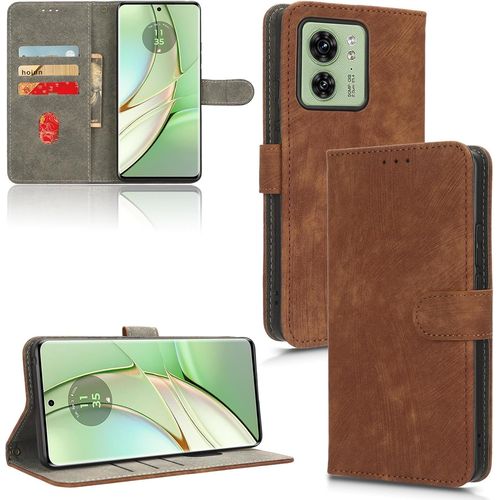 Coque Motorola Edge 40, Rfid Blocking Style Vintage Antichoc Portefeuille Flip Housse En Cuir Pu Marron